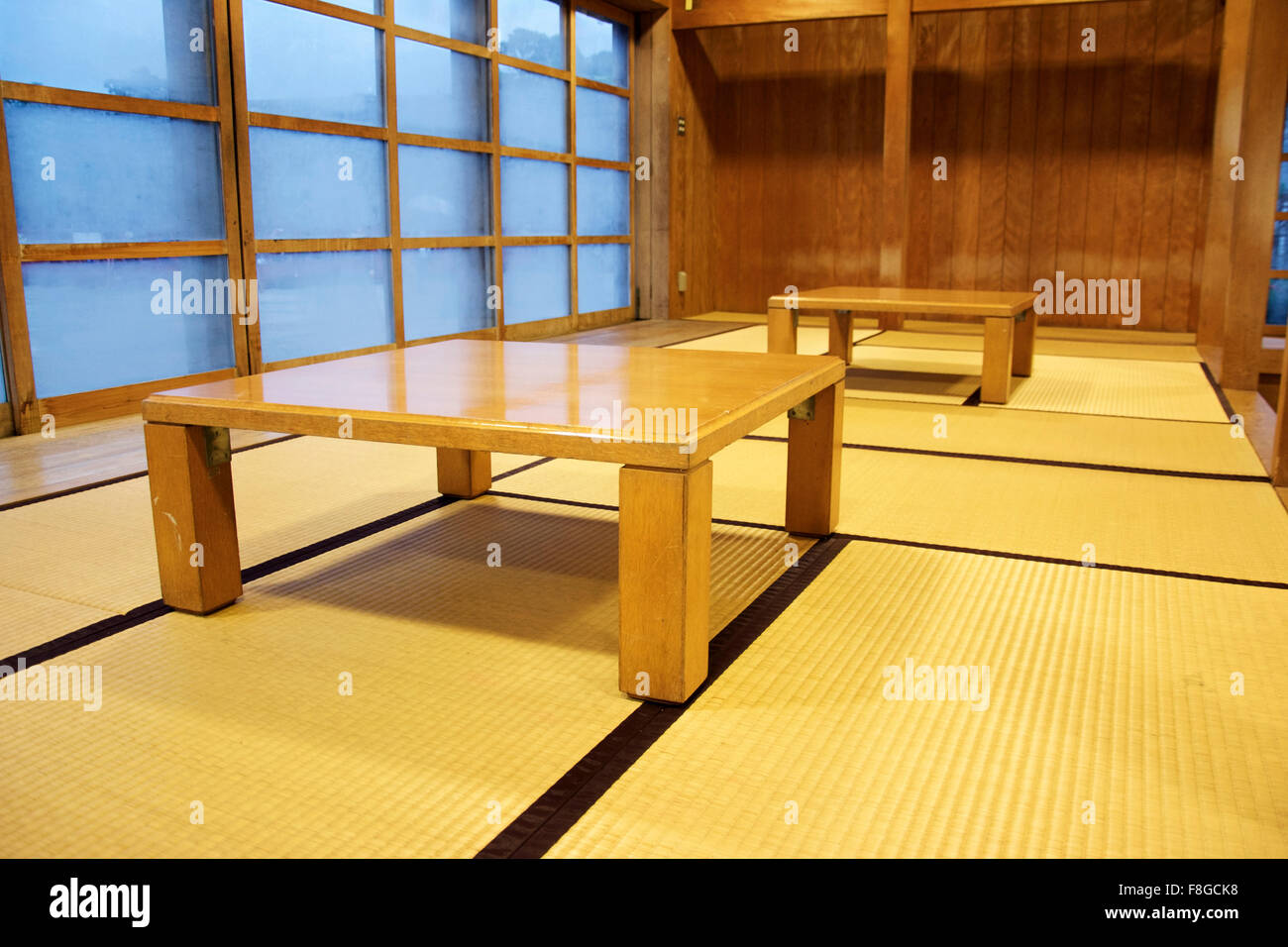 Room covered with traditional, Japanese Tatami mats. Stock Photo