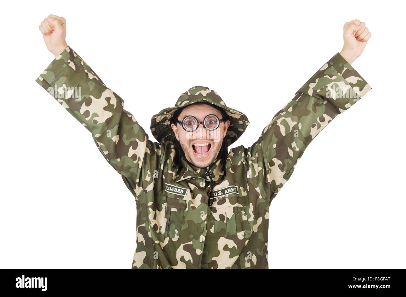 Funny soldier in military concept Stock Photo - Alamy