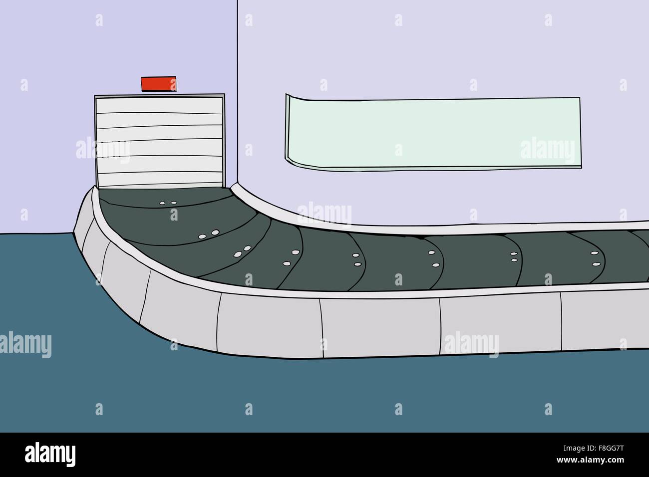 Illustration of a closed baggage claim area with arrival board Stock ...