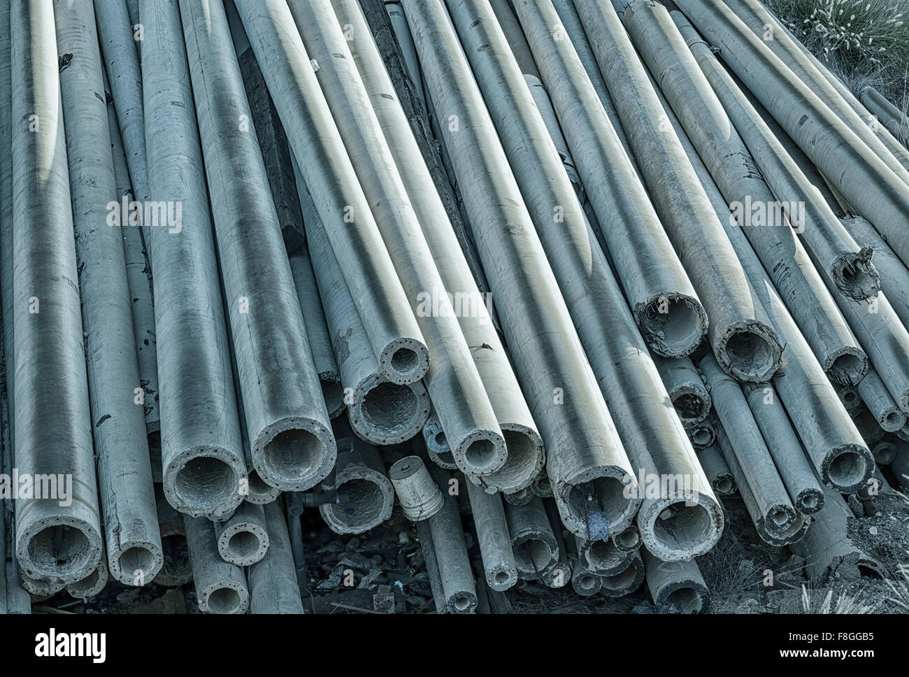 concrete cylinders, concrete columns, abstract. Stock Photo