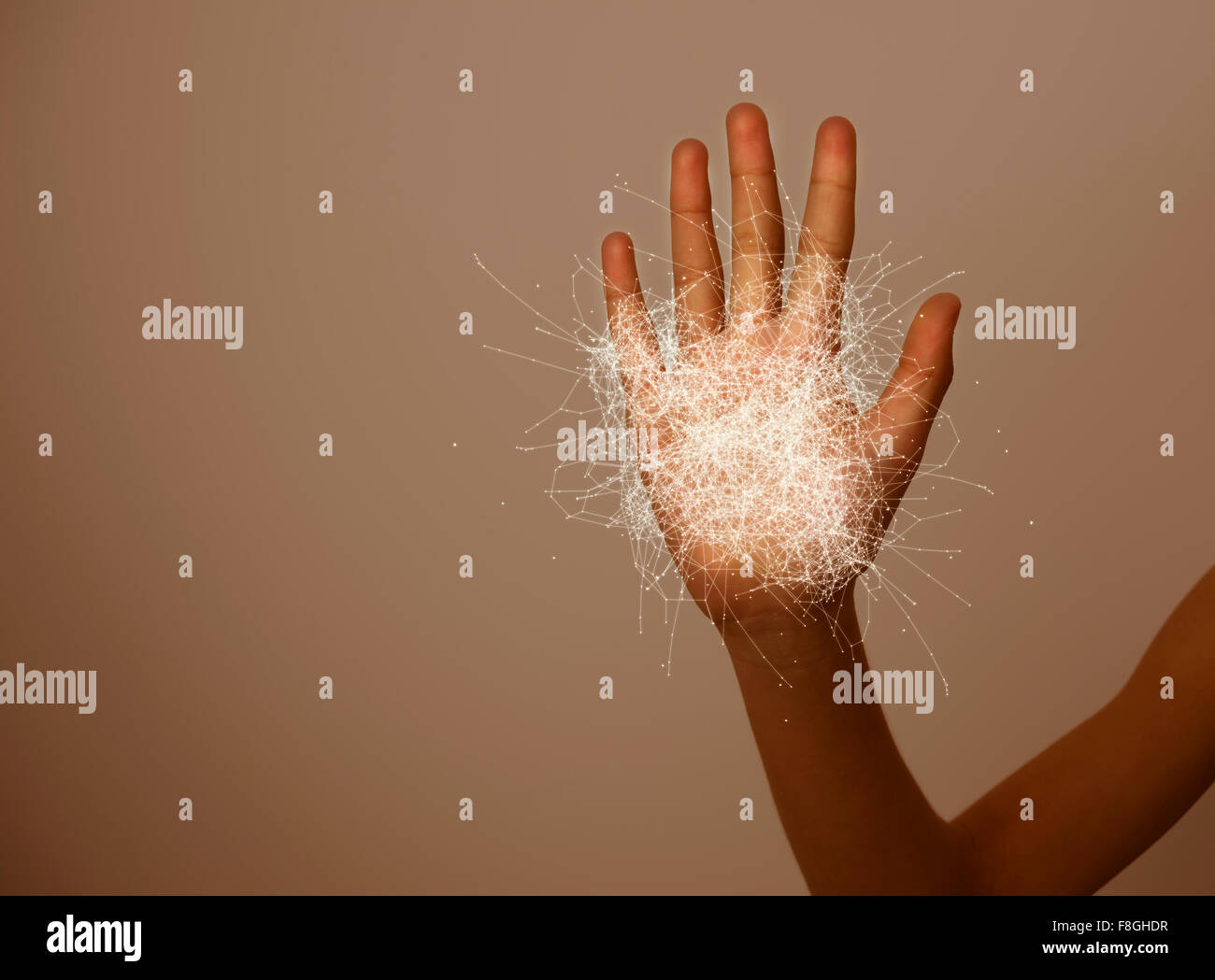 Hand of mixed race girl with graphic pattern Stock Photo