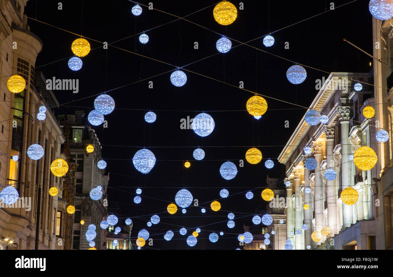 The beautiful Christmas lights on Oxford Street in London. Stock Photo