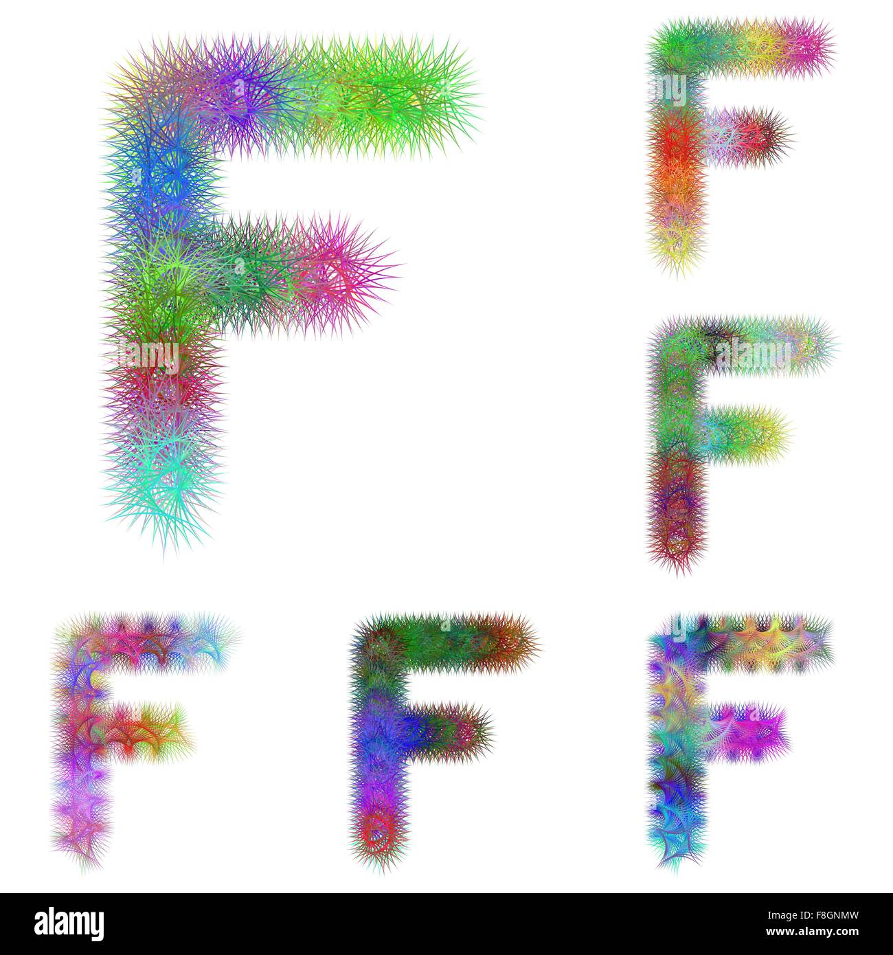 Happy colorful fractal font set - letter F Stock Vector