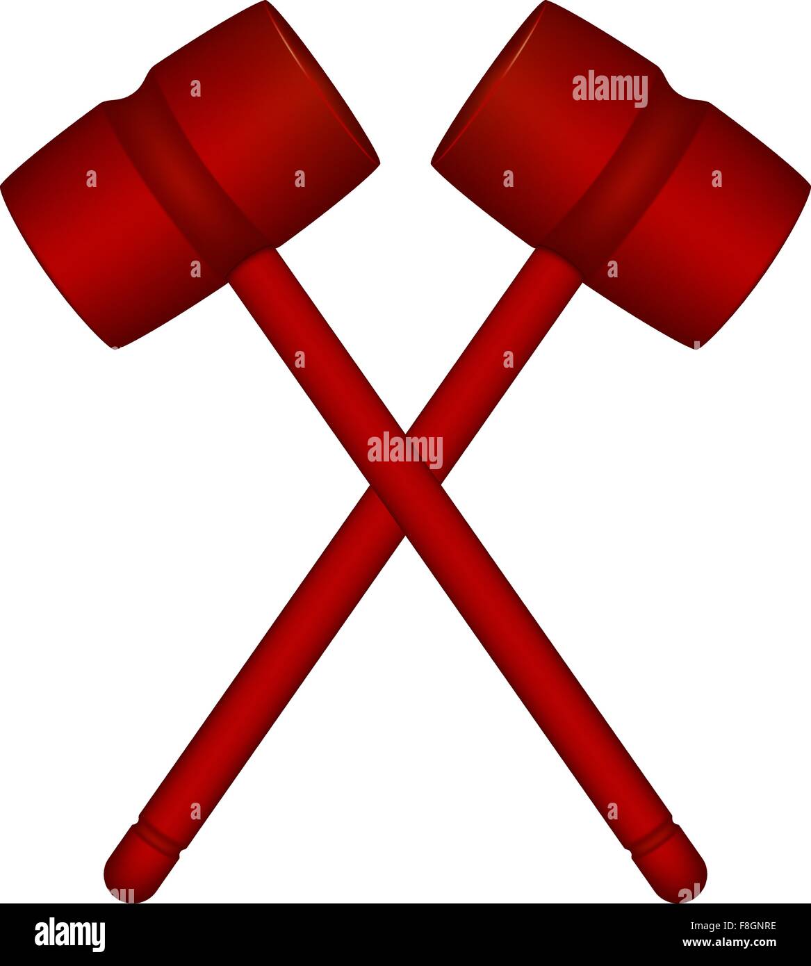 Two crossed wooden mallets in red design Stock Vector Image & Art Alamy