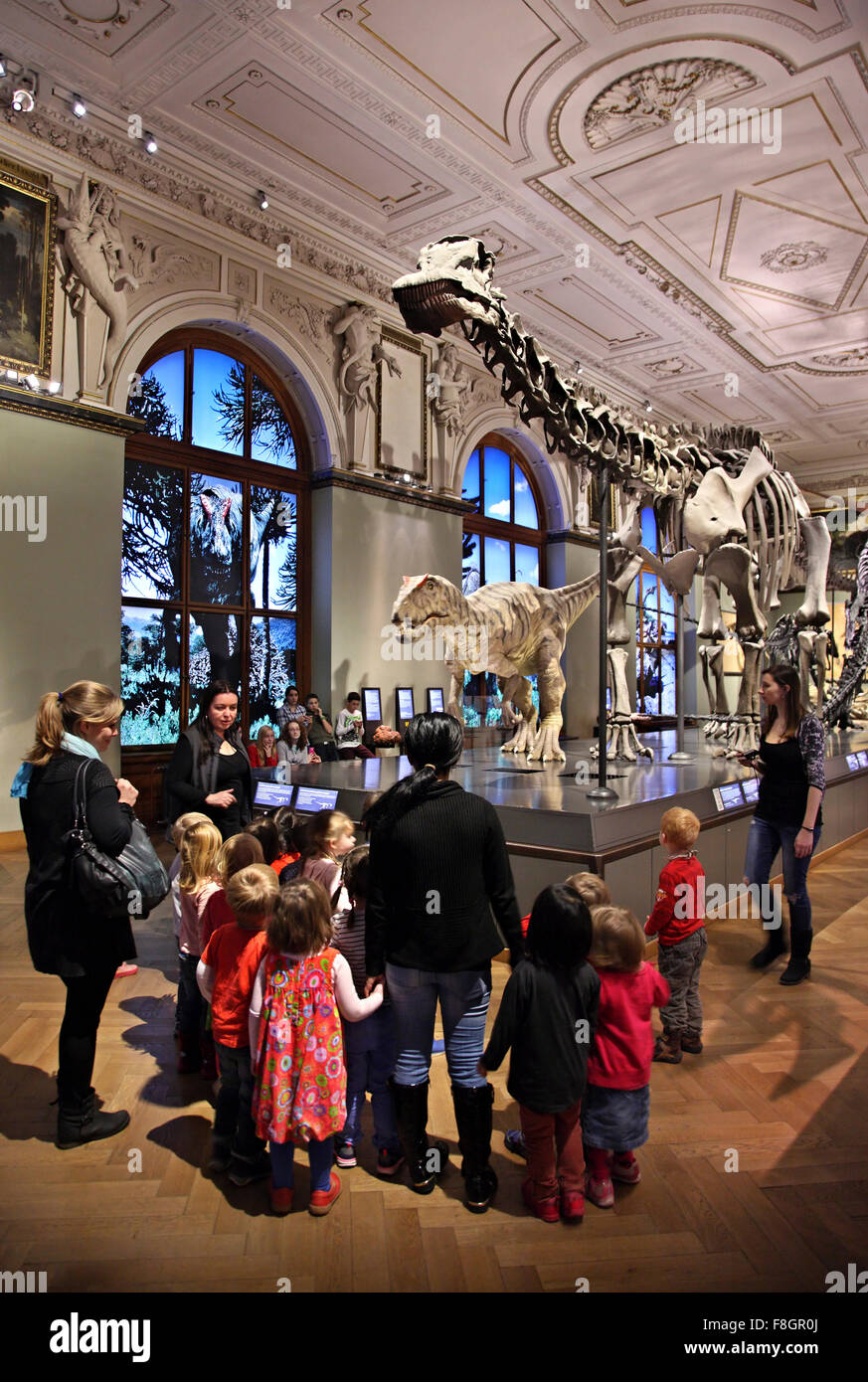 In the hall of the Dinosaurs, Natural History Museum ('Naturhistorisches Museum'), Vienna, Austria. Stock Photo