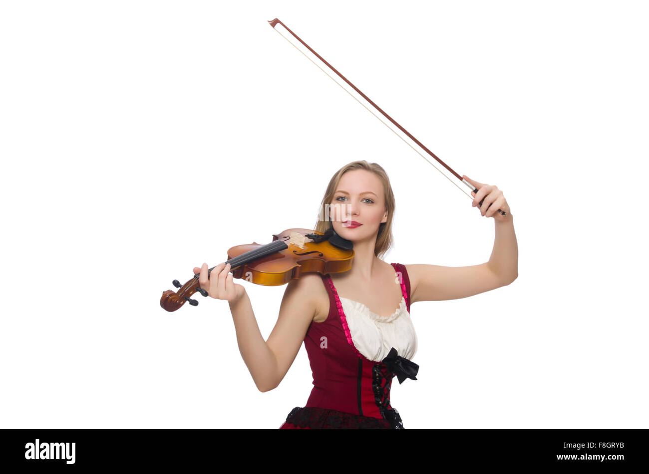 Young violin player isolated on white Stock Photo Alamy