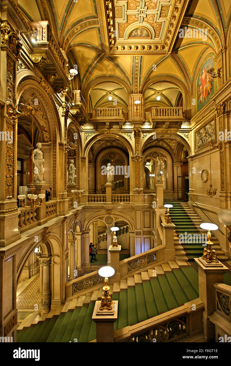 The main staircase in the State Opera House (Staatsoper) of Vienna, Austria. Stock Photo