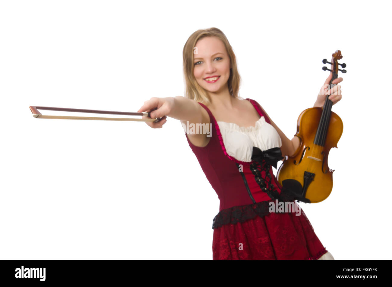 Young violin player isolated on white Stock Photo - Alamy