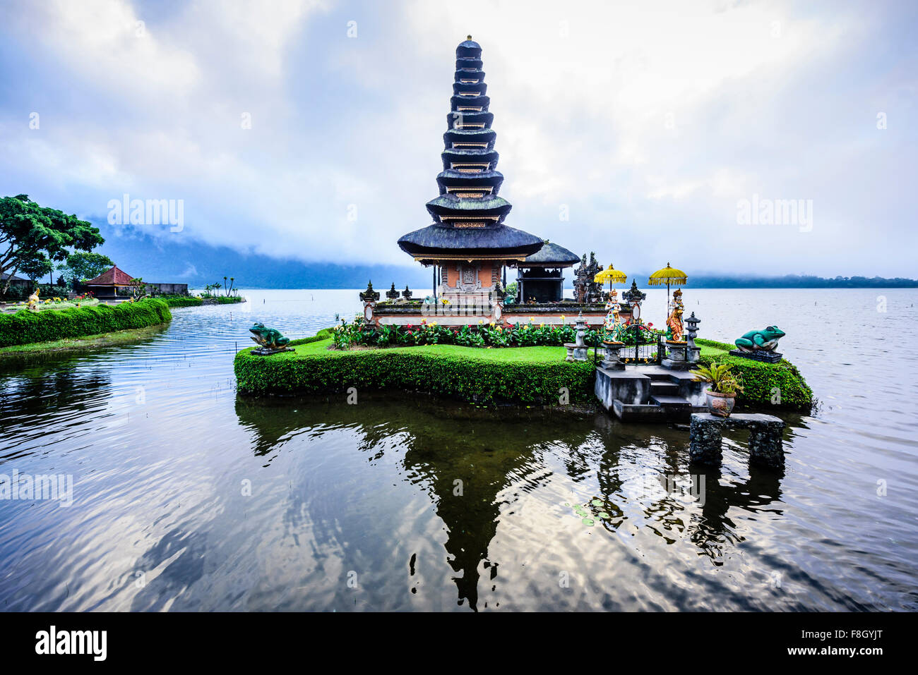 Pagoda floating on water, Baturiti, Bali, Indonesia Stock Photo