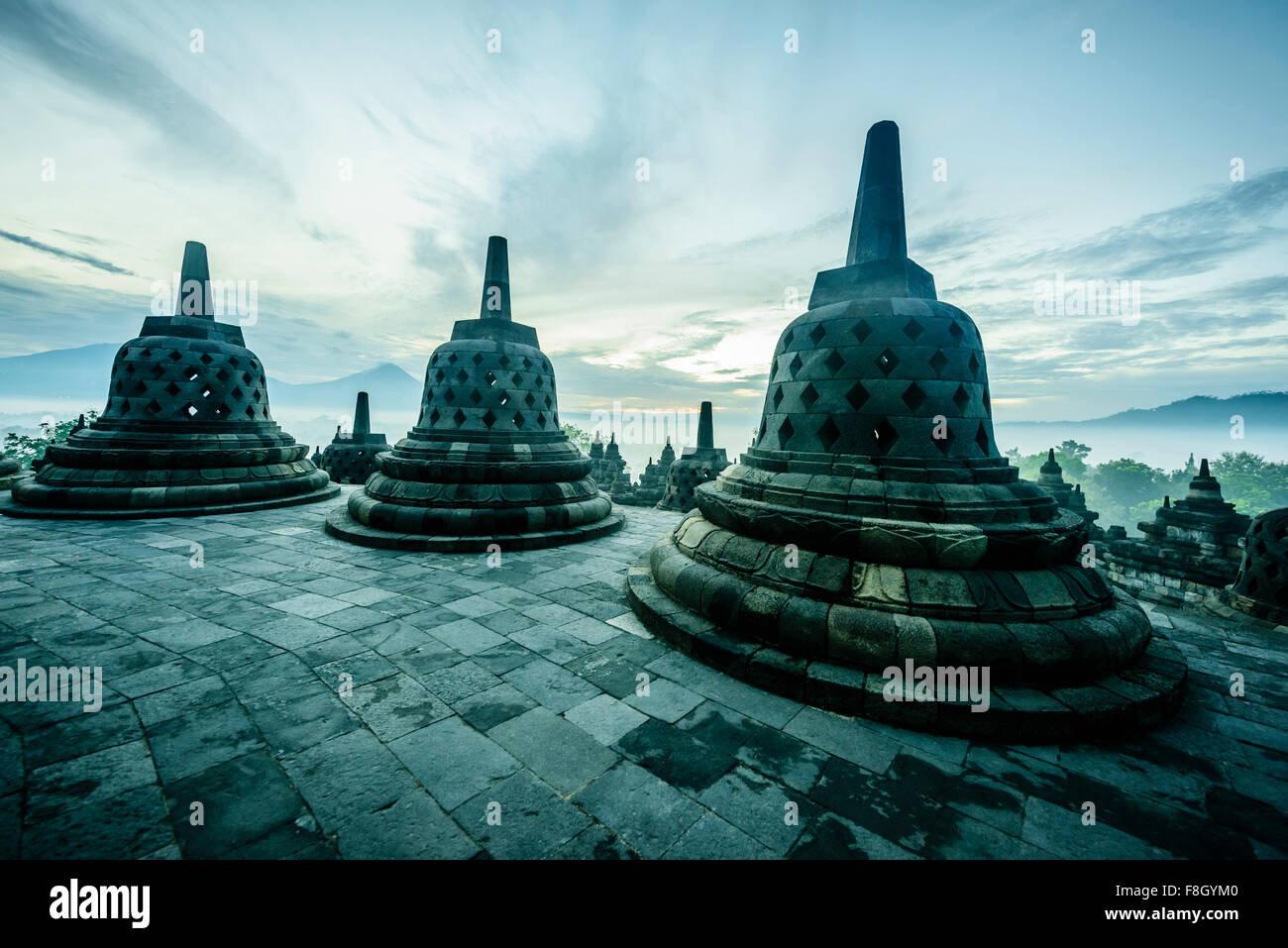 Monuments in Borobudur, Jawa Tengah, Indonesia Stock Photo