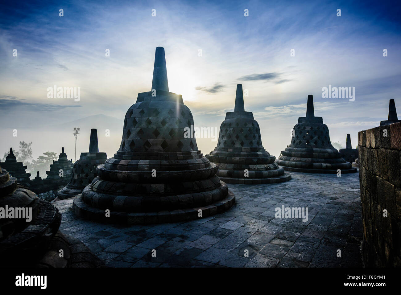 Monuments in Borobudur, Jawa Tengah, Indonesia Stock Photo