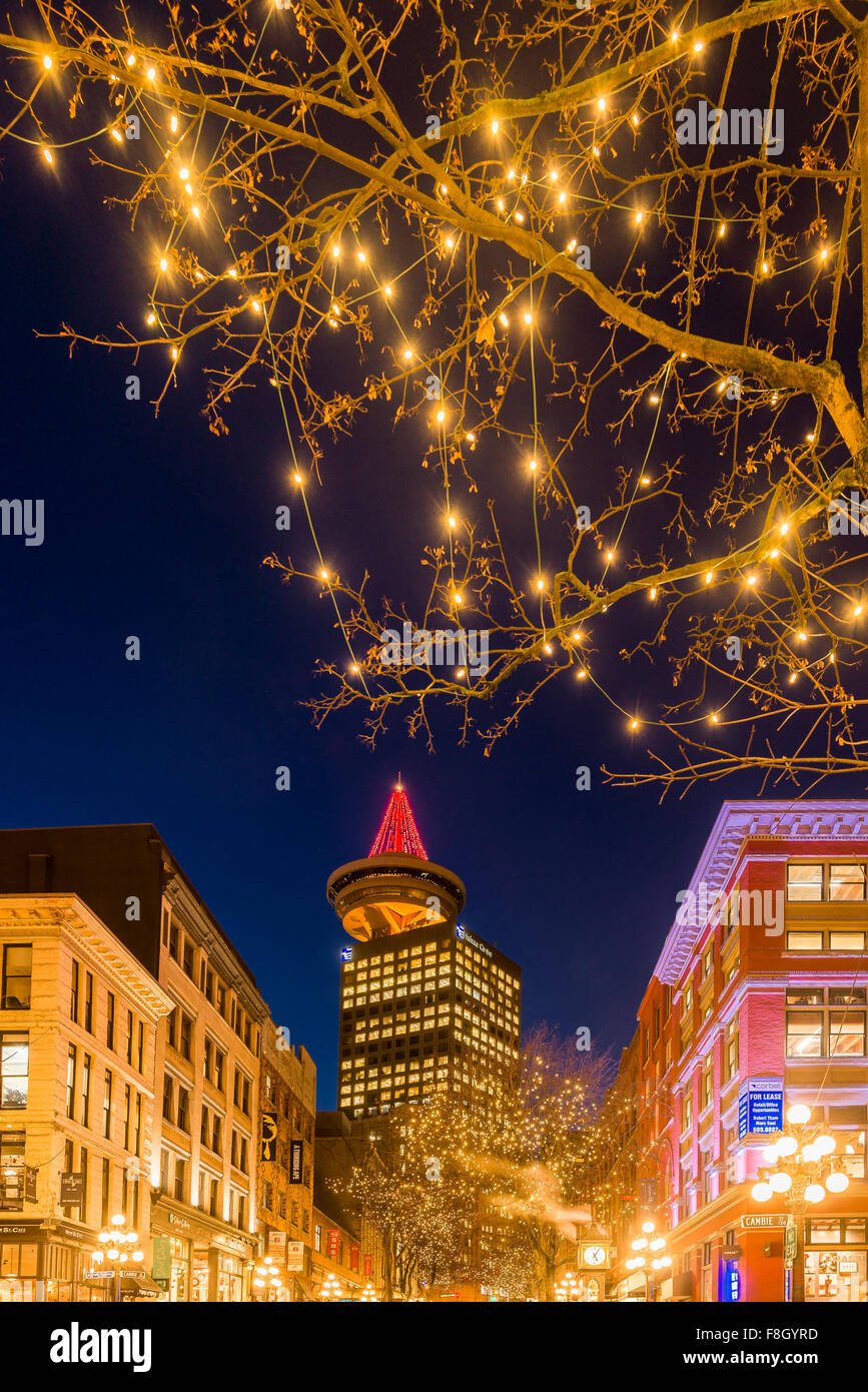 Harbour centre tower christmas lights vancouver british columbia canada vancouver hires stock