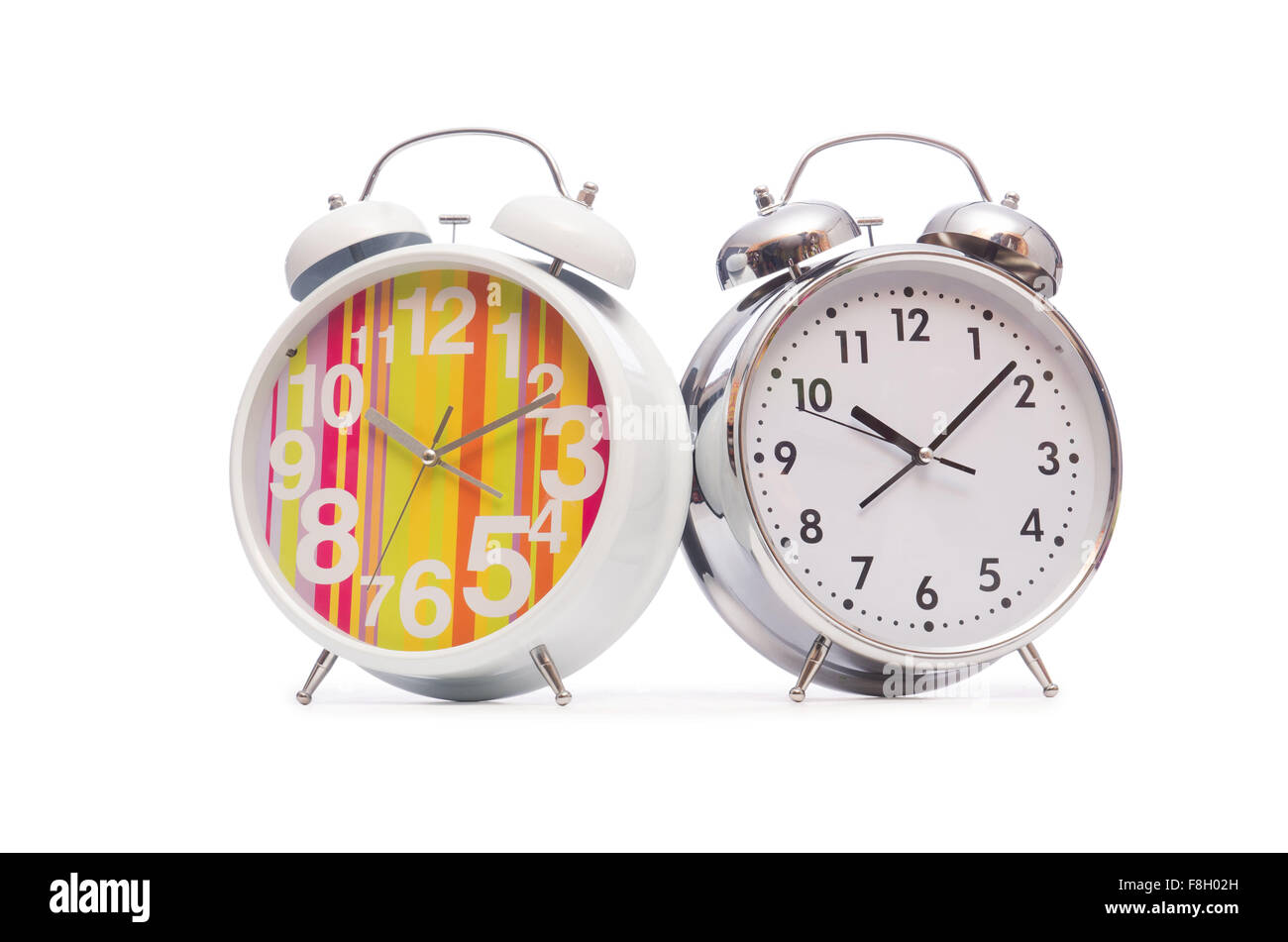 Alarm clock isolated on the white background Stock Photo - Alamy