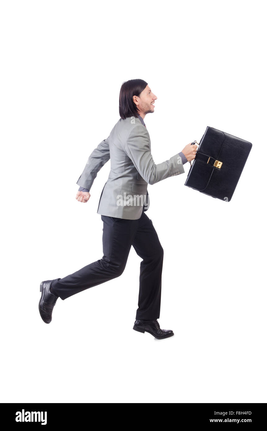 Young businessman in gray suit isolated on white Stock Photo - Alamy