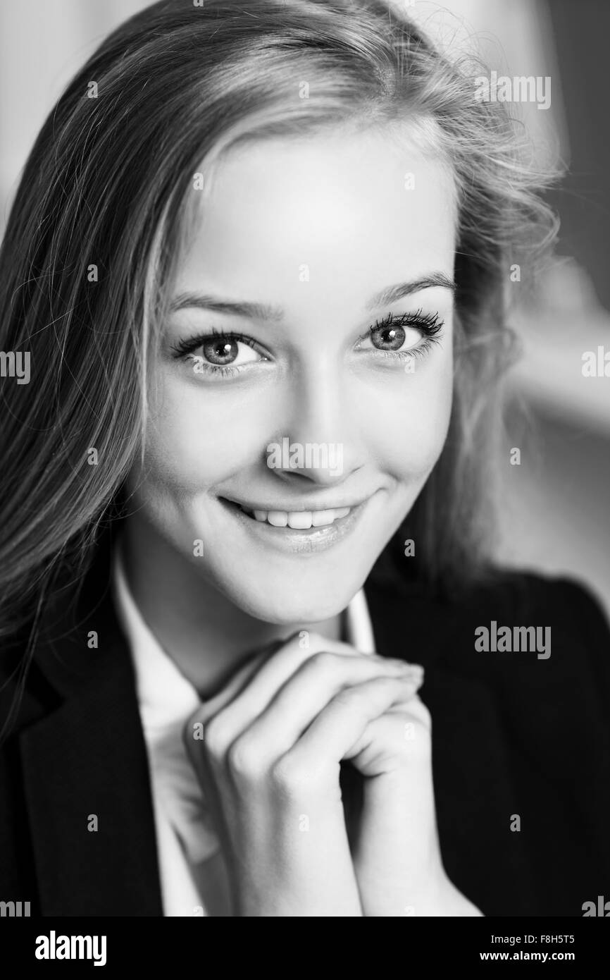 Young business woman on close-up portrait Stock Photo - Alamy