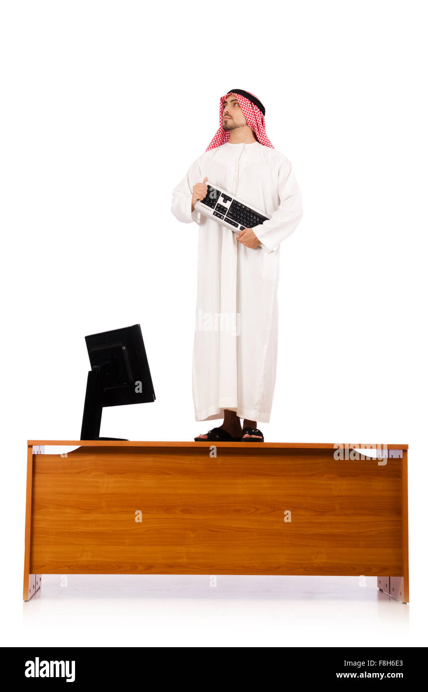 Arab man sitting at his desk Stock Photo - Alamy