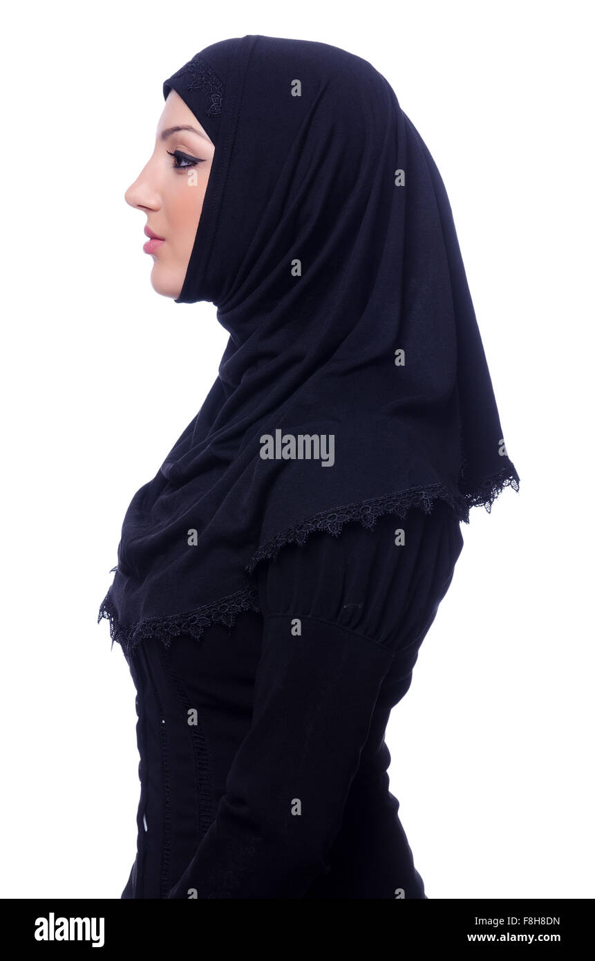 Muslim young woman wearing hijab on white Stock Photo - Alamy