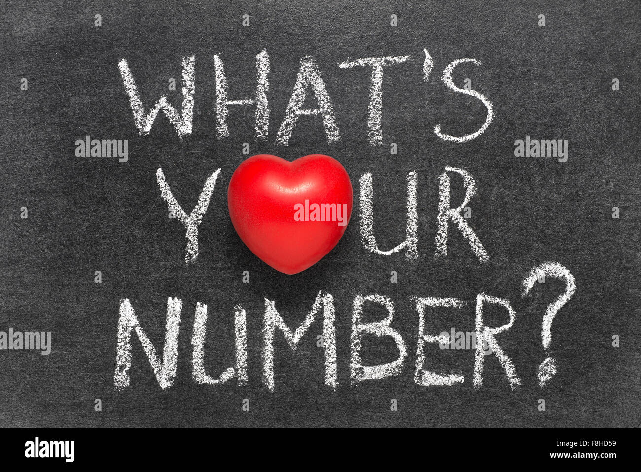 what is your number question handwritten on blackboard with heart