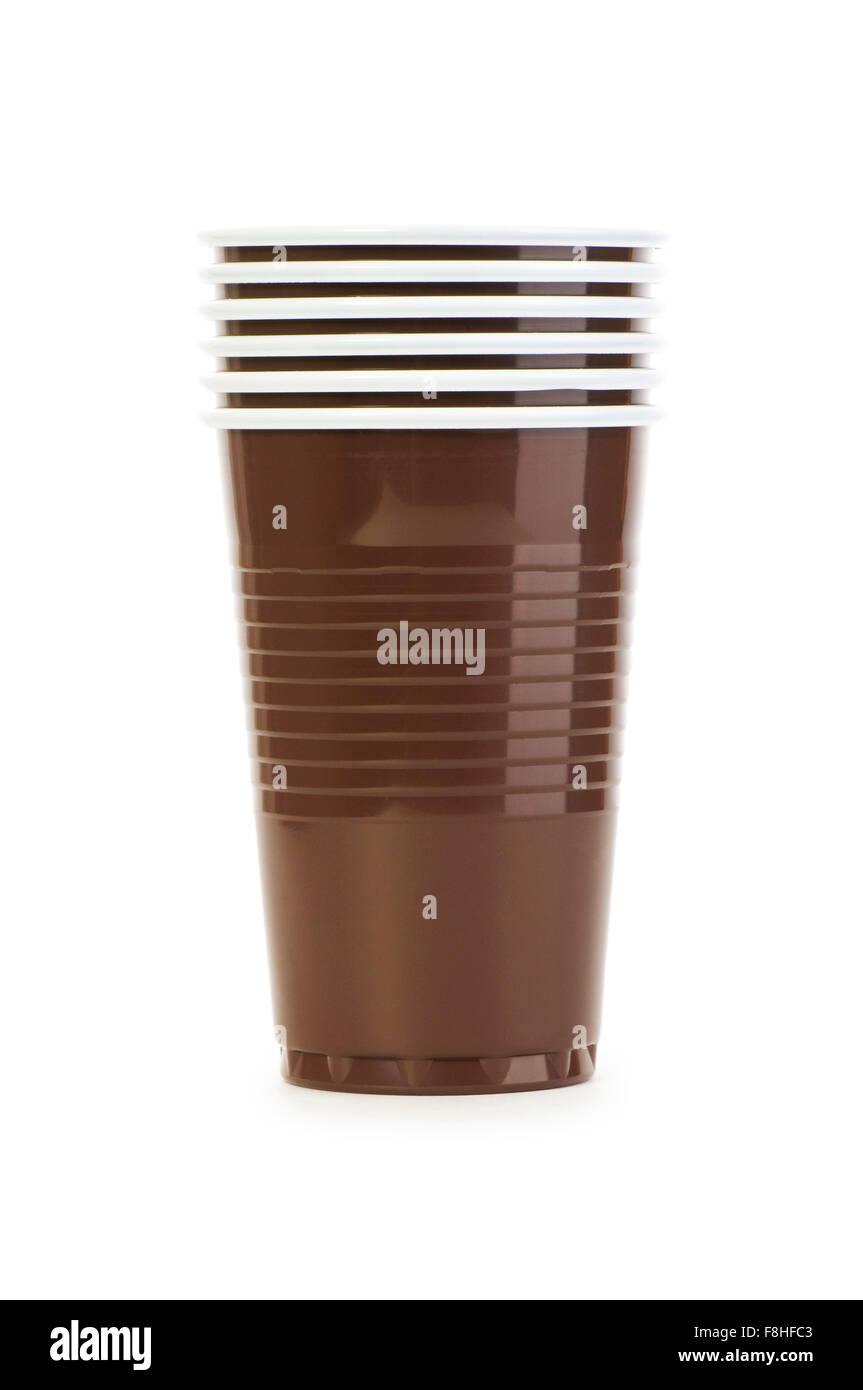 Disposable cups isolated on white background Stock Photo - Alamy