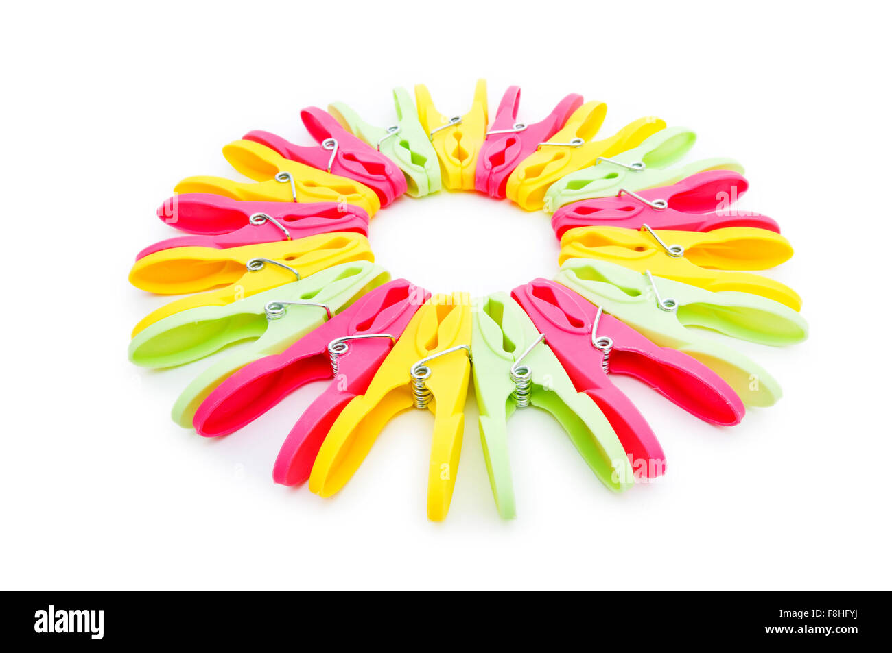 Various pegs isolated on the white background Stock Photo - Alamy