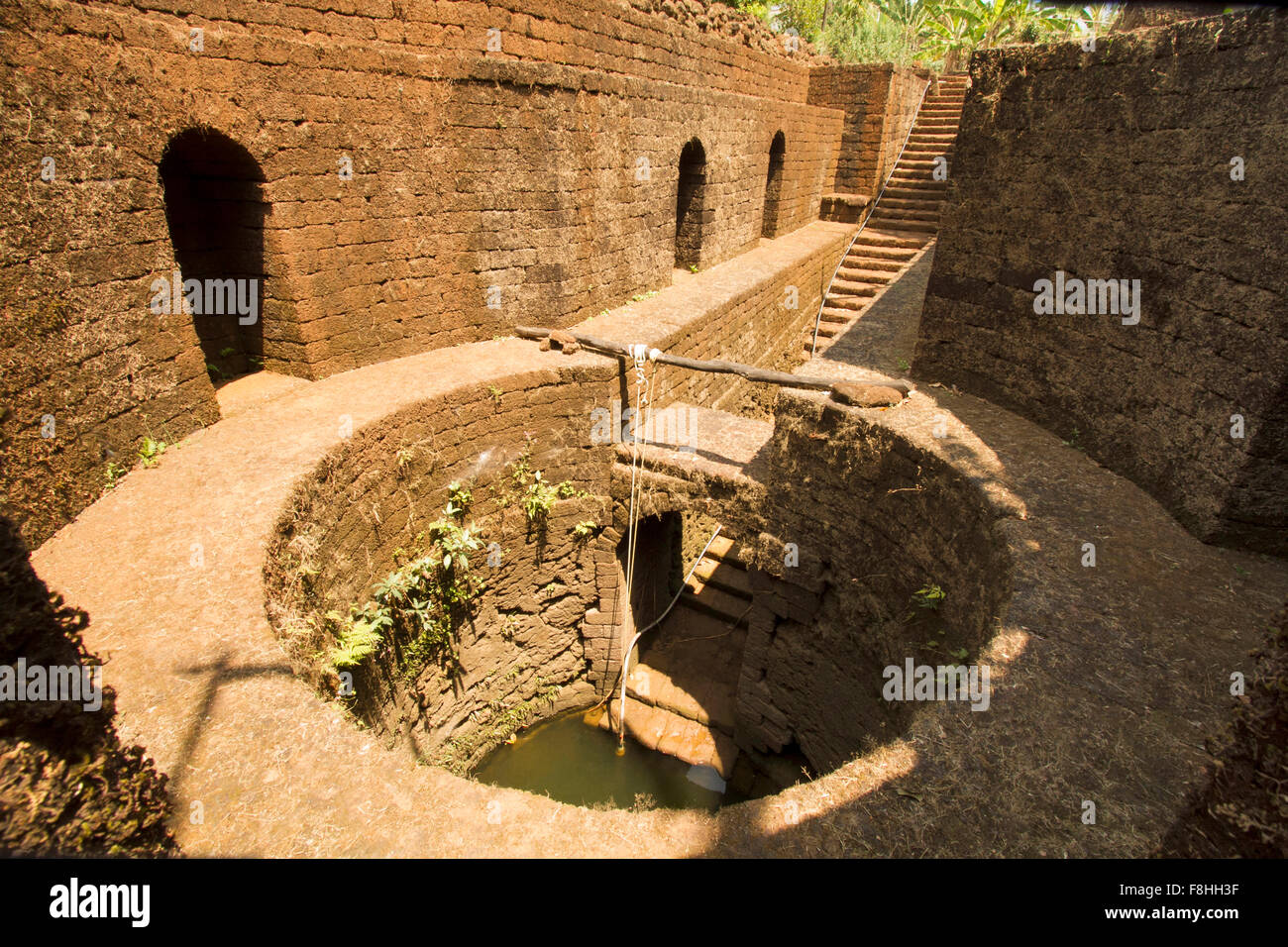 Ancient step well in village of Sada, Belgaum district, Karnataka, India Stock Photo