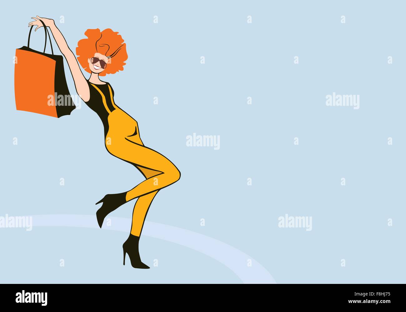vector image of happy woman after shopping Stock Vector