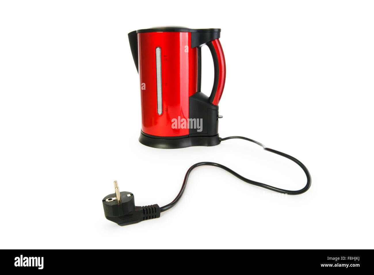 Red electrical kettle isolated on white Stock Photo Alamy
