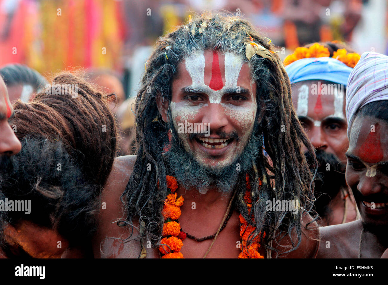 Sadhu with painted forehead Kumbh Mela, Nasik, Maharashtra, India Stock