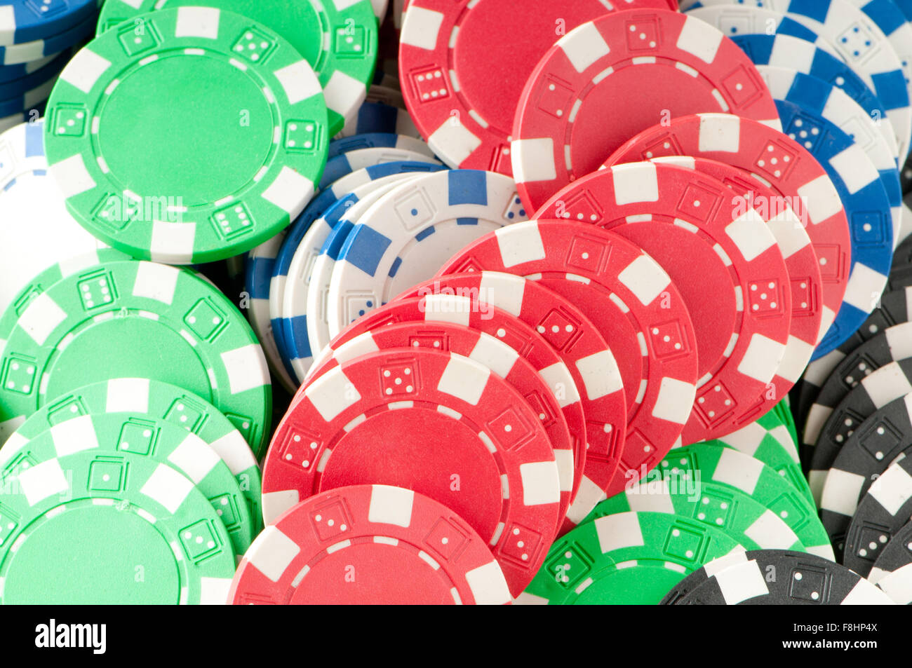 Stack of various casino chips gambling concept Stock Photo Alamy