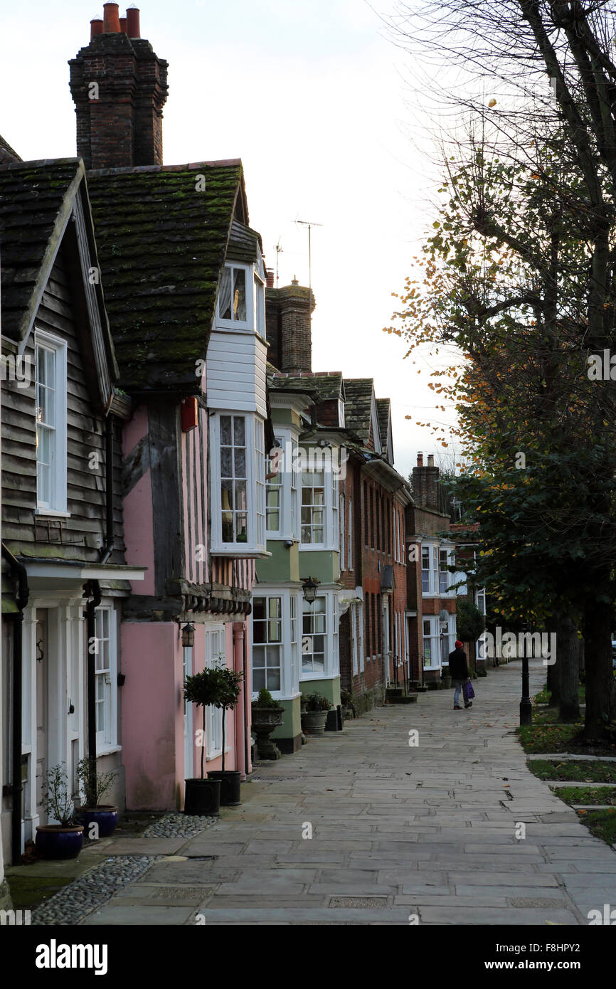Houses on the Causeway in Horsham, England. The houses have bay windows