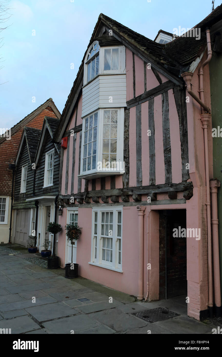 A timberframed house on the Causeway in Horsham, England. The houses