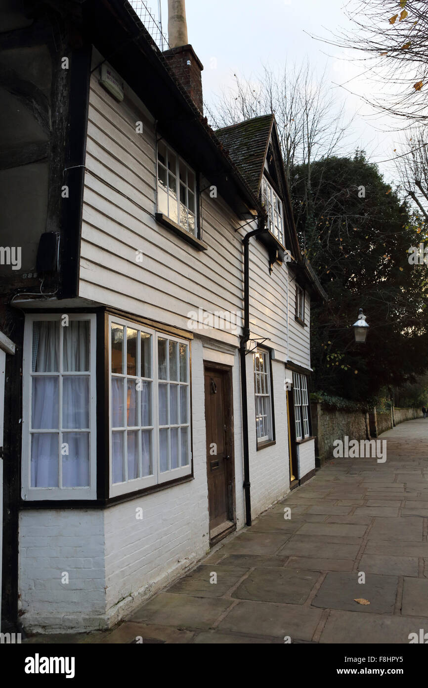 Houses on the Causeway in Horsham, England. The houses have wooden