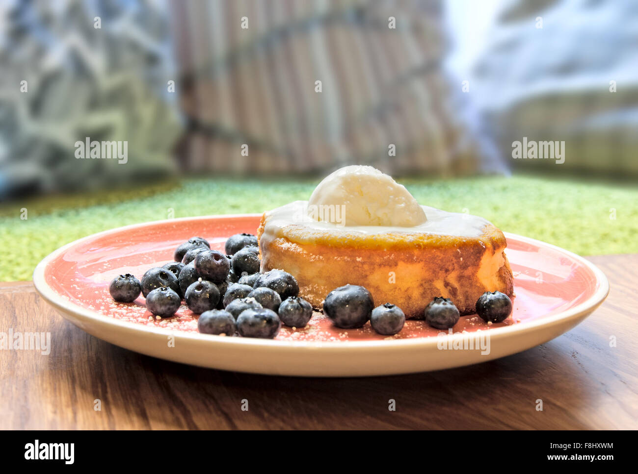 Cottage Cheese Souffle With Ice Cream And Blueberries Stock Photo