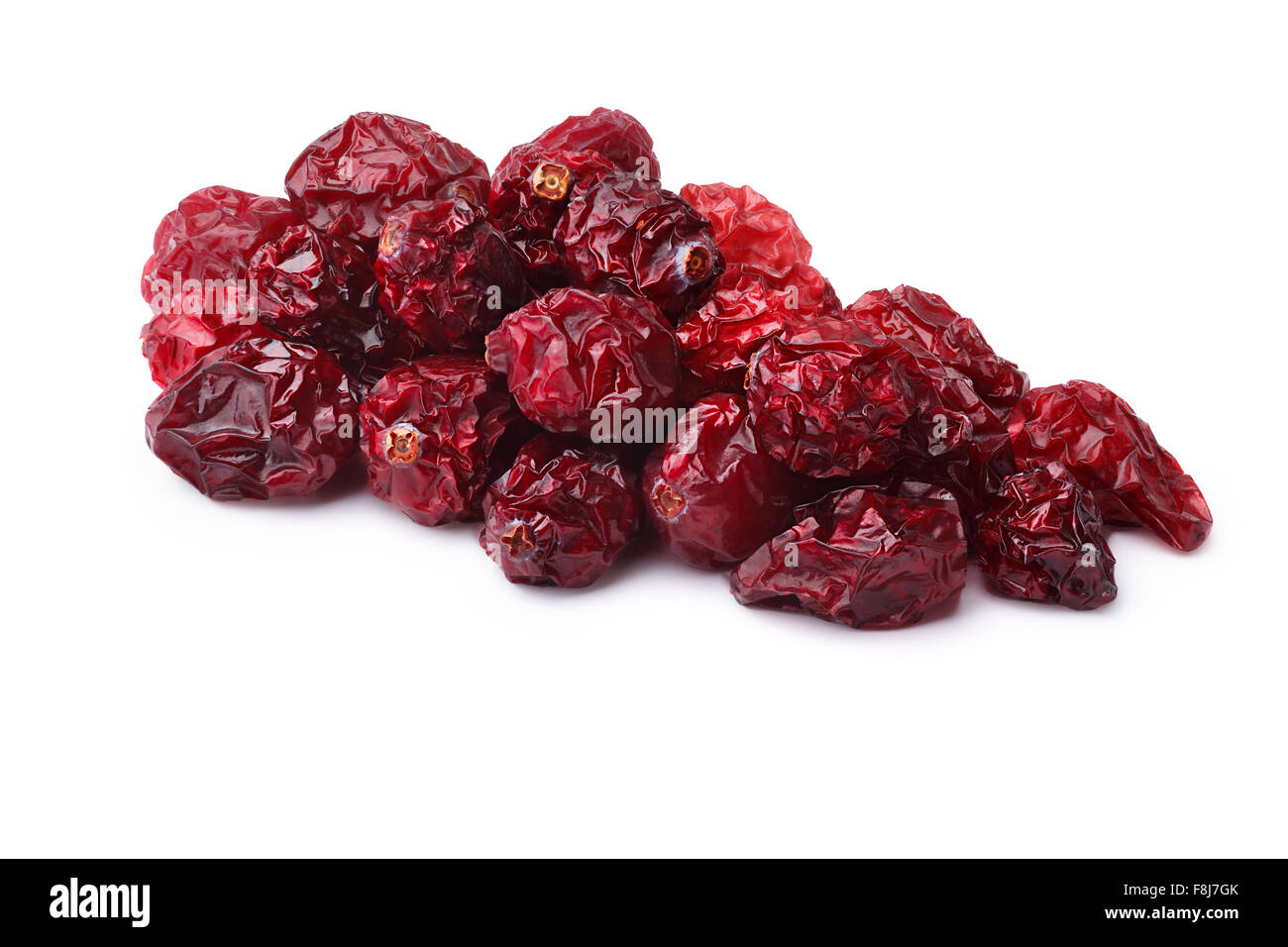 Dried cultivated cranberry (Vaccinium macrocarpon, bearberry). Infinite depth of field, retouched, clipping path Stock Photo