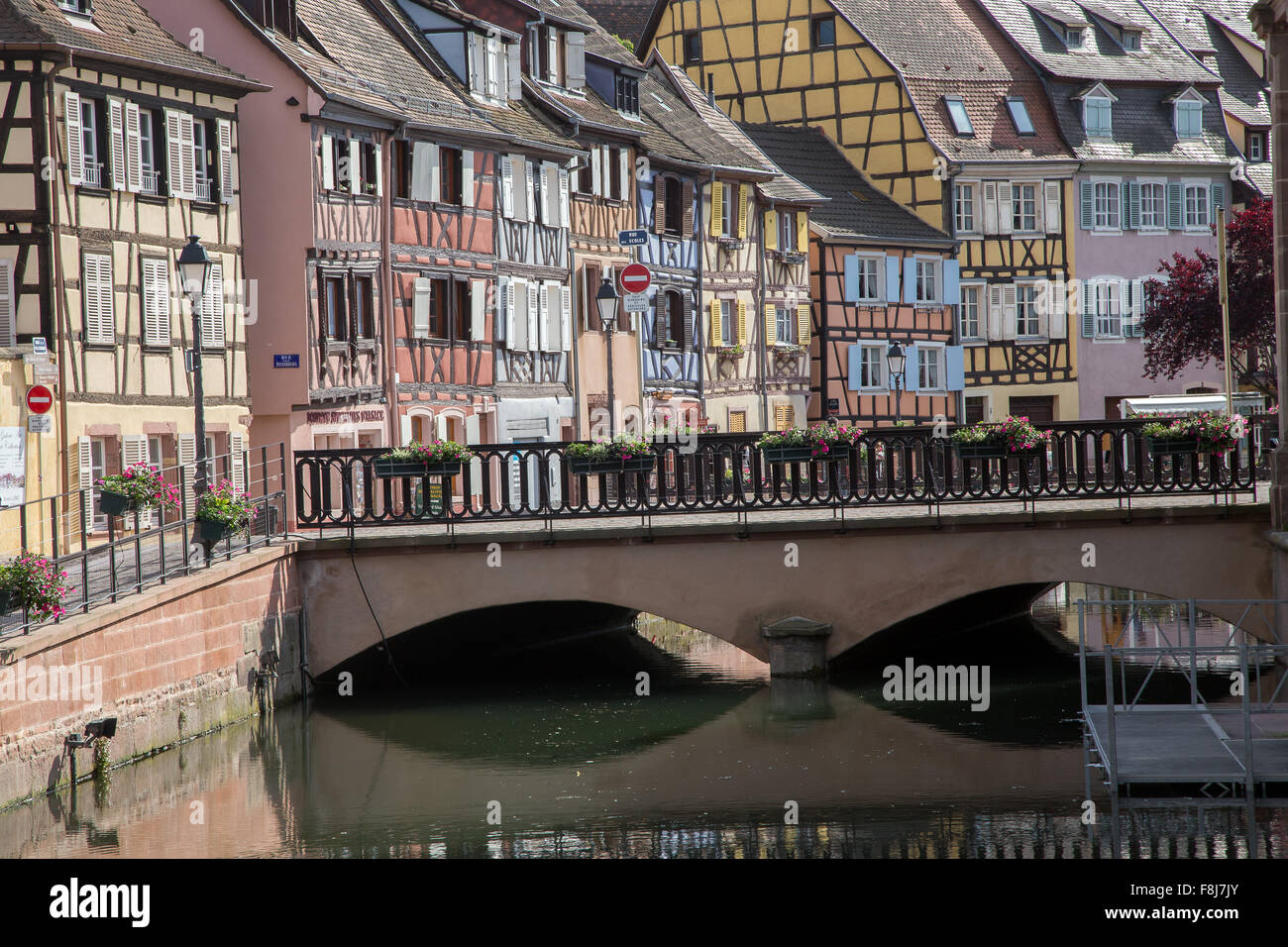Timber-framed houses by the Canal in Colmar. Stock Photo
