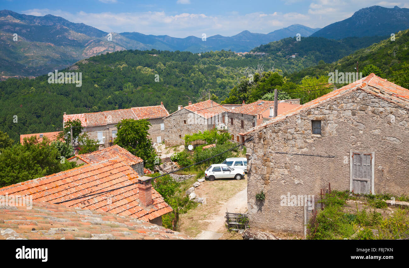 Rural Landscape Of South Corsica Old Living Houses And Mountains