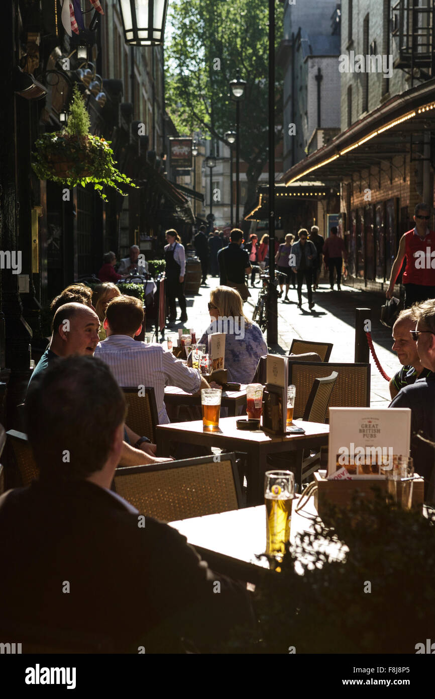 London theatre land, people drinking outside The Salisbury, a