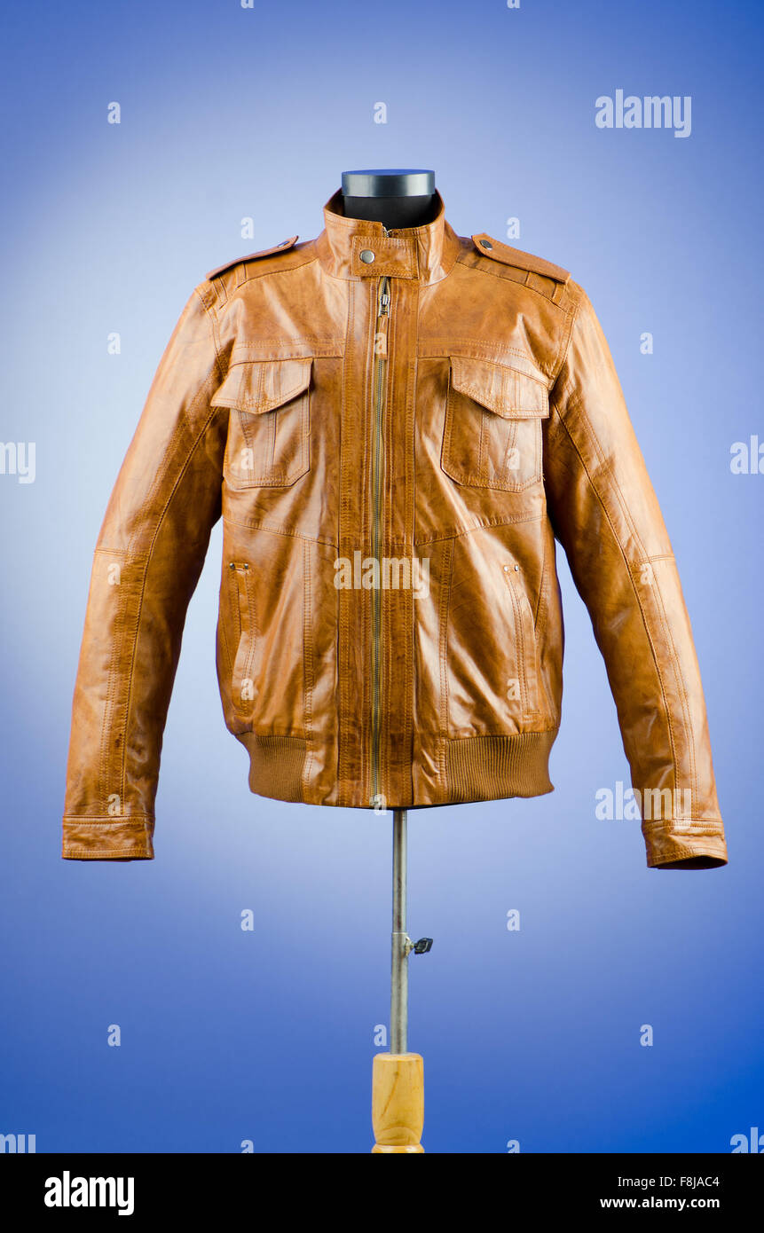 Brown leather jacket in fashion concept Stock Photo - Alamy