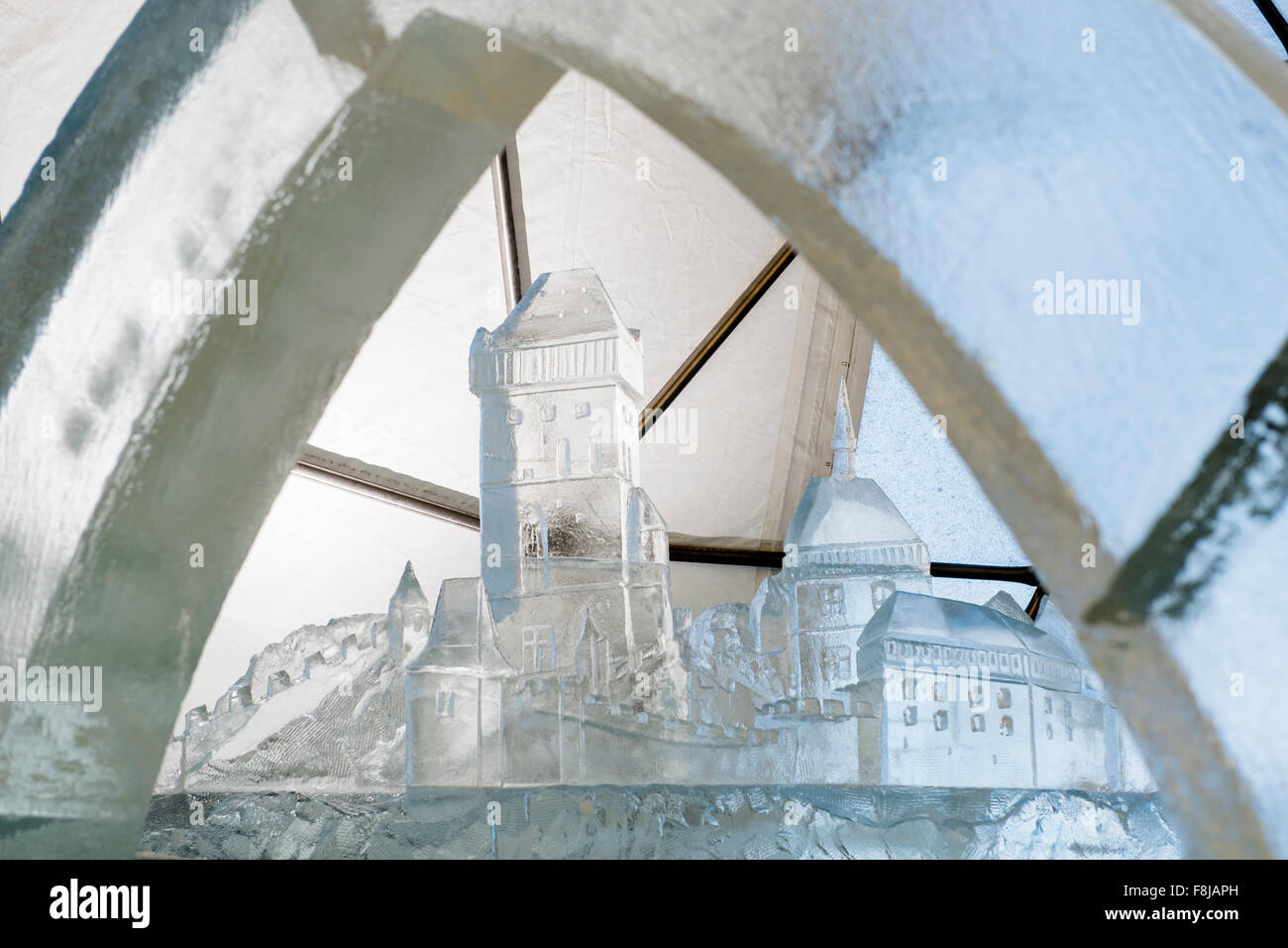 Spindleruv Mlyn, Czech Republic. 10th Dec, 2015. Karlstejn Castle from ice is seen in ice park in Spindleruv Mlyn, Krkonose Mountains, Czech Republic, on December 10, 2015. Credit:  David Tanecek/CTK Photo/Alamy Live News Stock Photo
