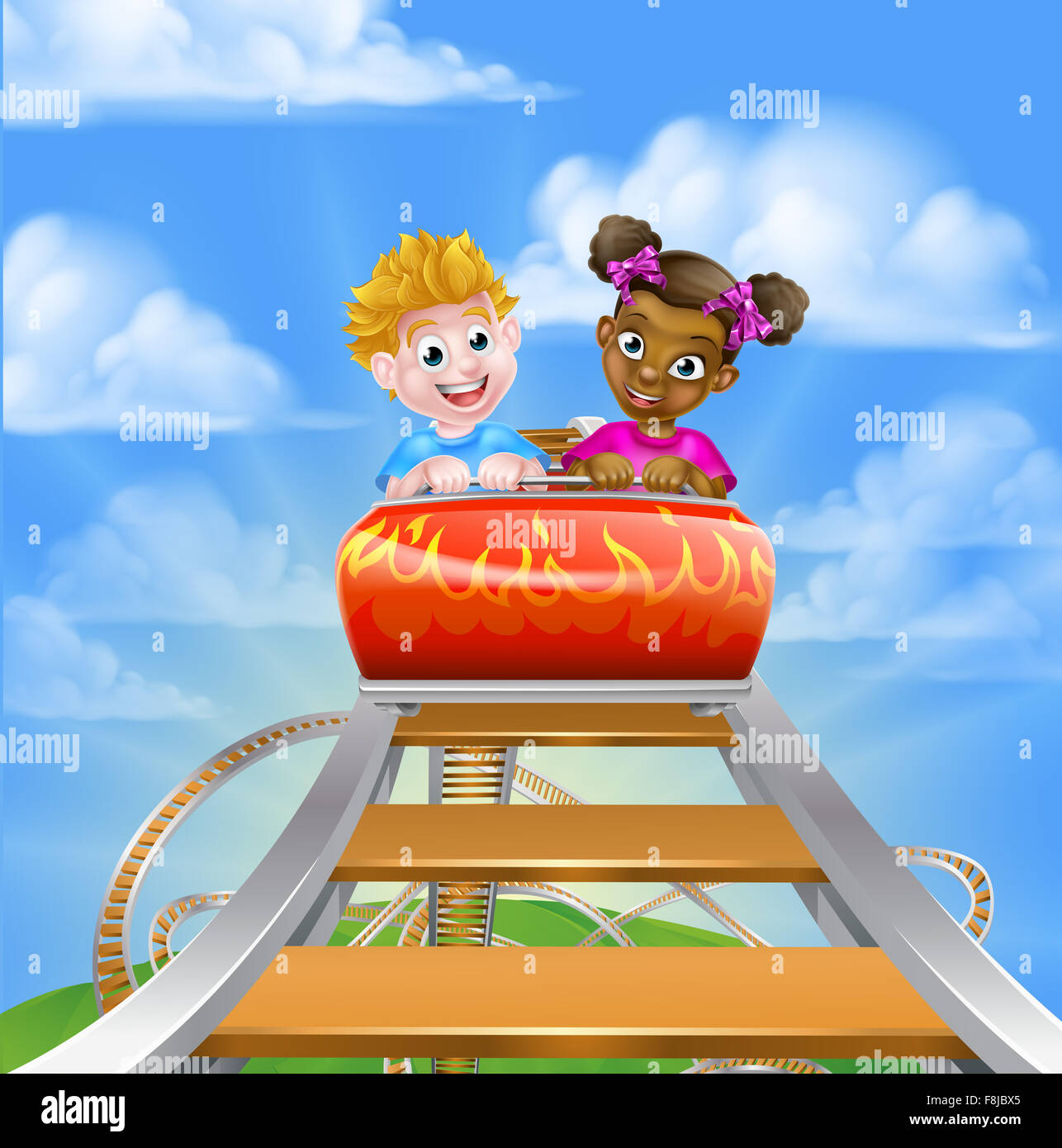 Cartoon Children Riding On Roller Stock Photos & Cartoon Children ...