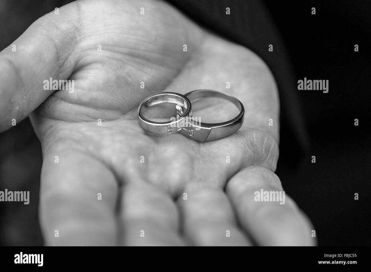 Wedding ring on the hand Stock Photo
