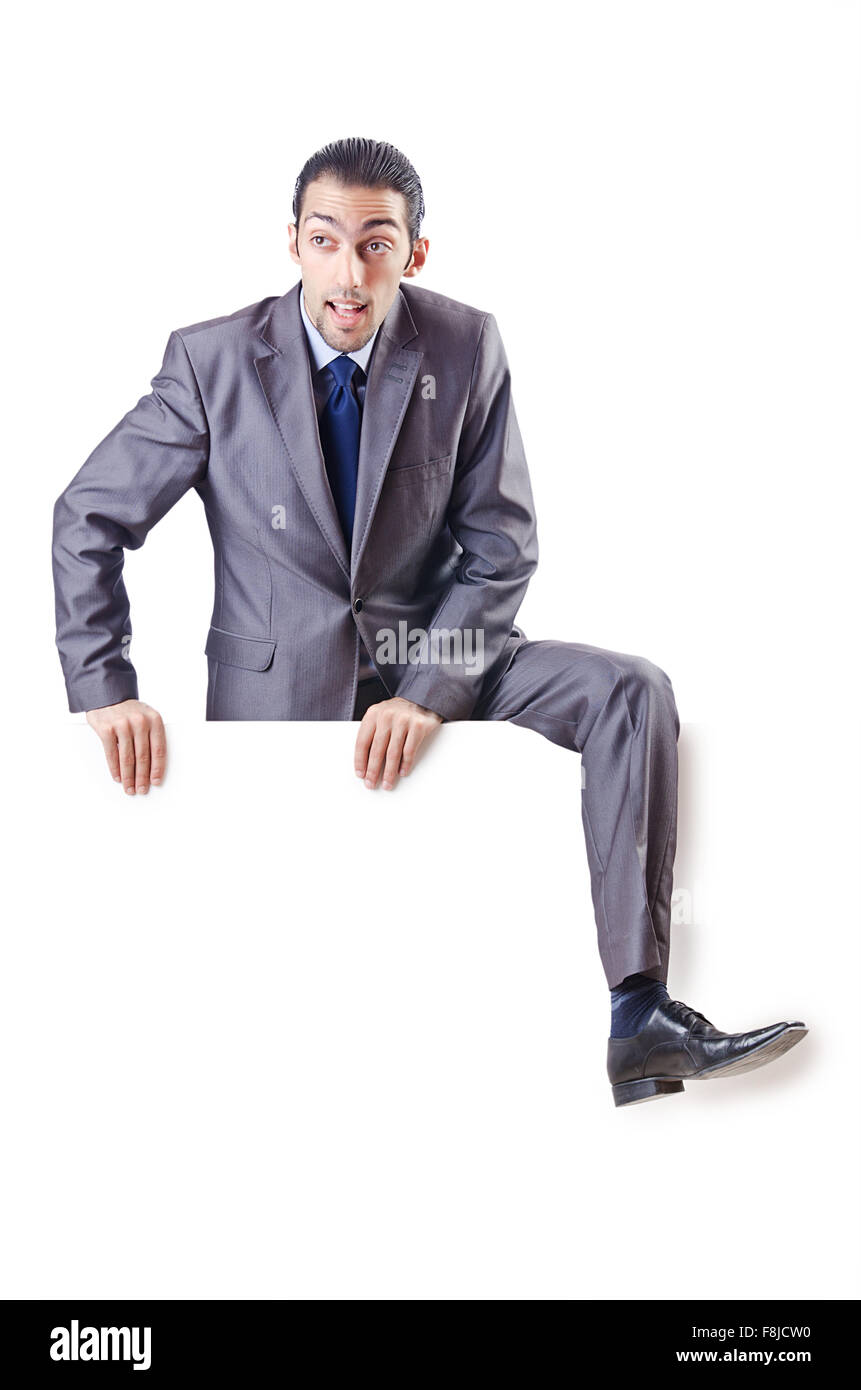 Businessman isolated on the white background Stock Photo - Alamy