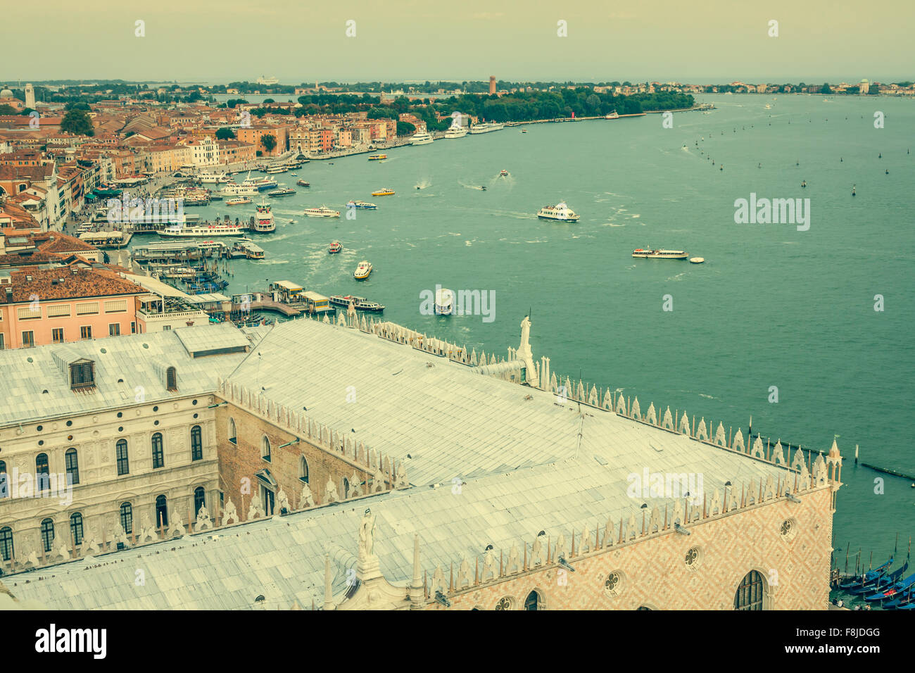 View of Venice city from the top of the bell tower at the San Marco Square, Italy Stock Photo