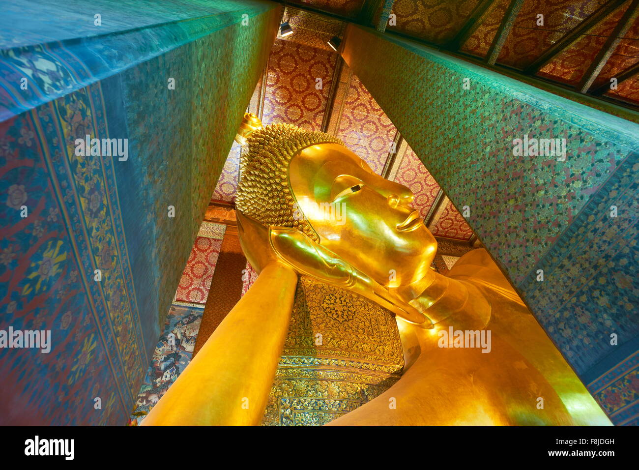 Buddha statue in Wat Po Temple, Grand Palace, Bangkok ,Thailand Stock Photo