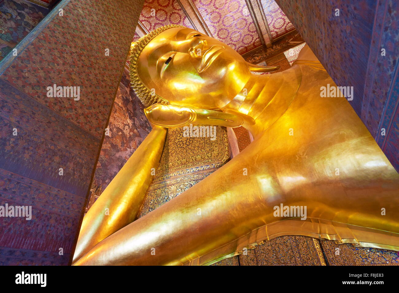 Buddha statue in Wat Po Temple, Grand Palace, Bangkok ,Thailand Stock Photo