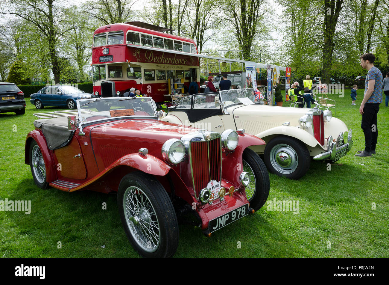 Vintage MG sports cars, Rugby Spring Fair, Rugby, Warwickshire, England Stock Photo
