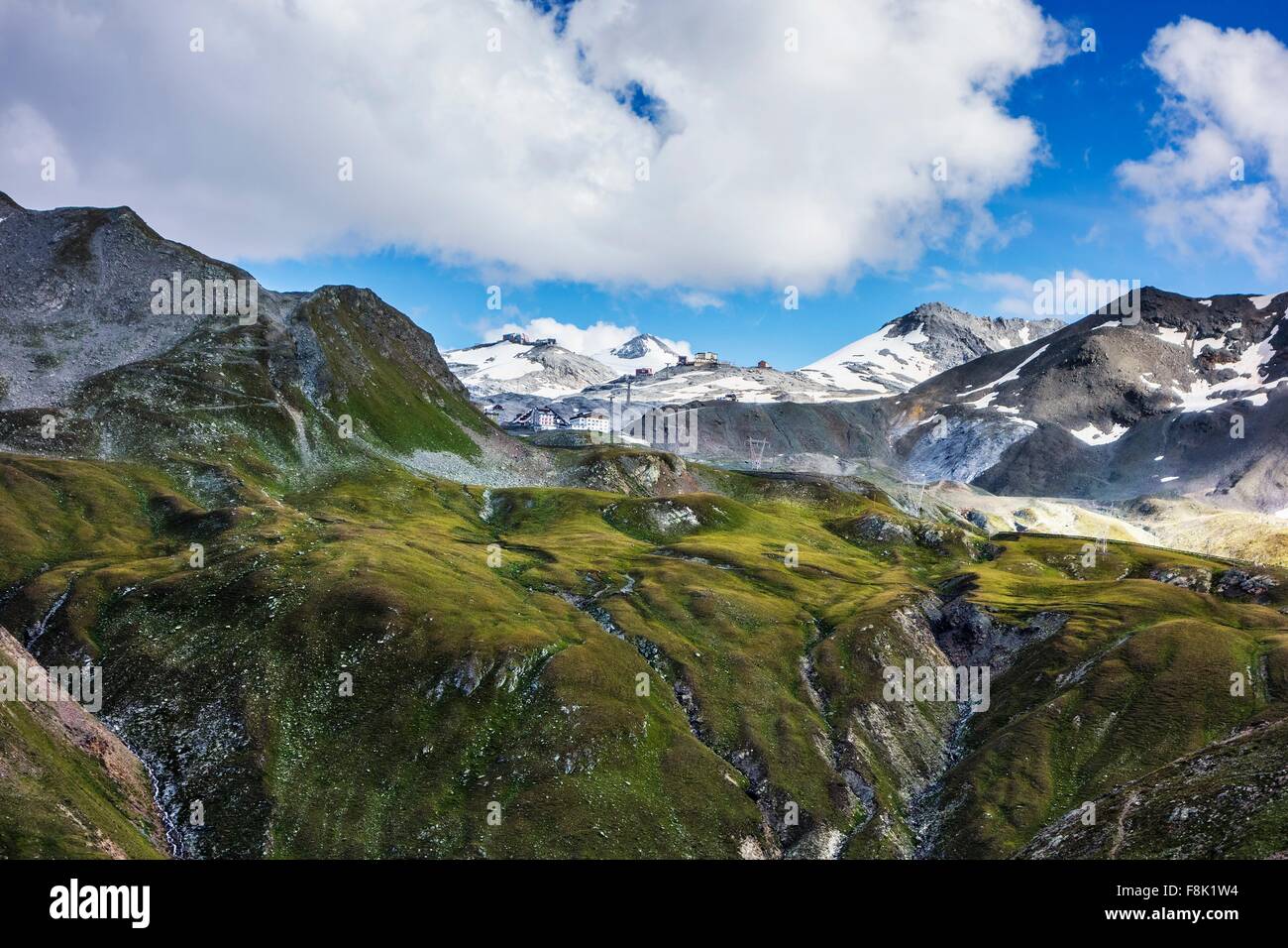 Elevated view of rugged mountains, Stelvio, Italy Stock Photo