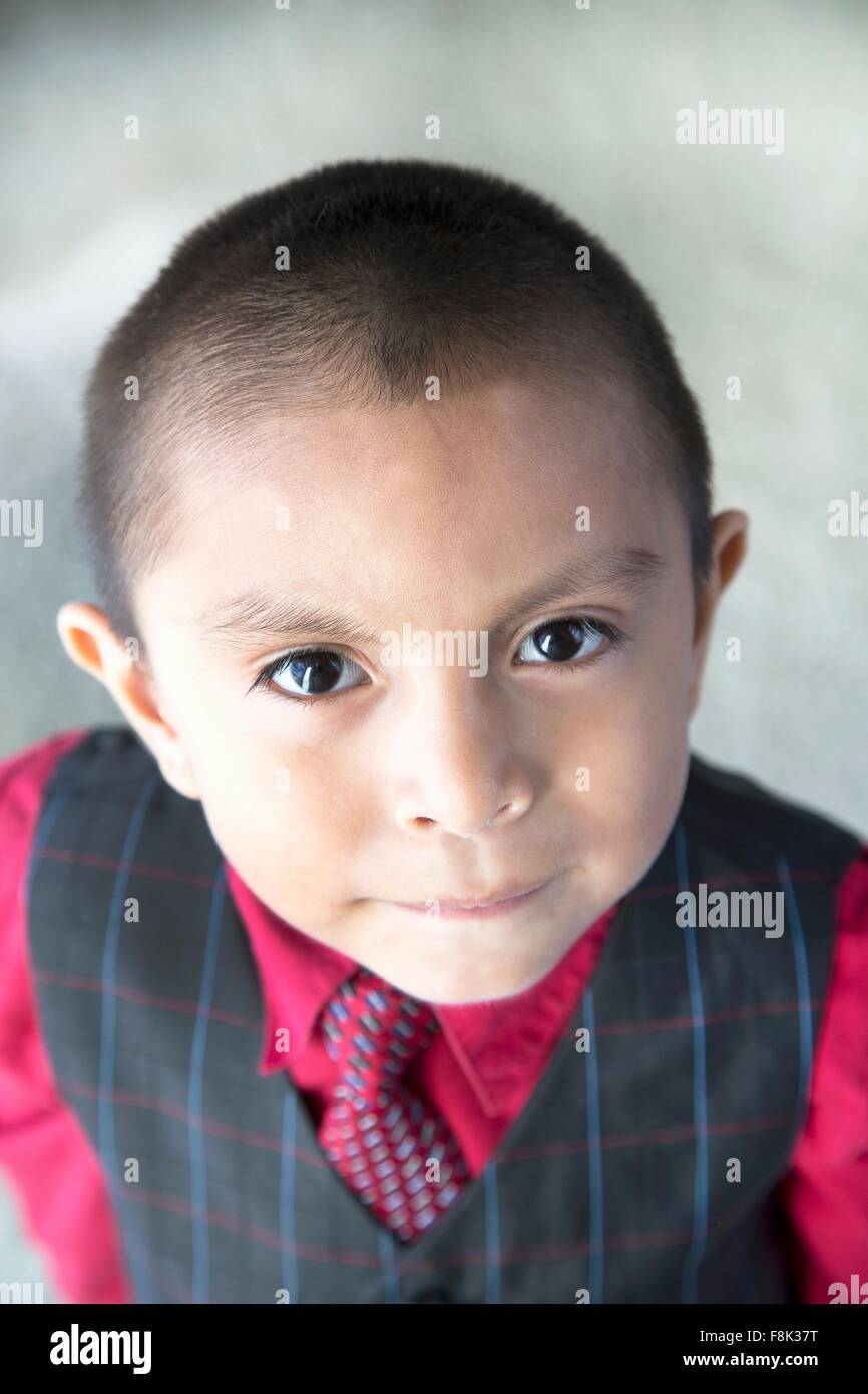 Portrait of young boy wearing party clothes Stock Photo