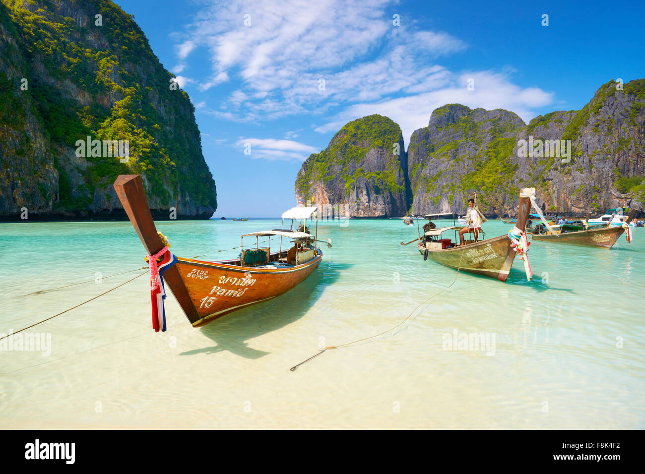 Thailand beach -Maya Bay on Phi Phi Leh Island, Andaman Sea Stock Photo
