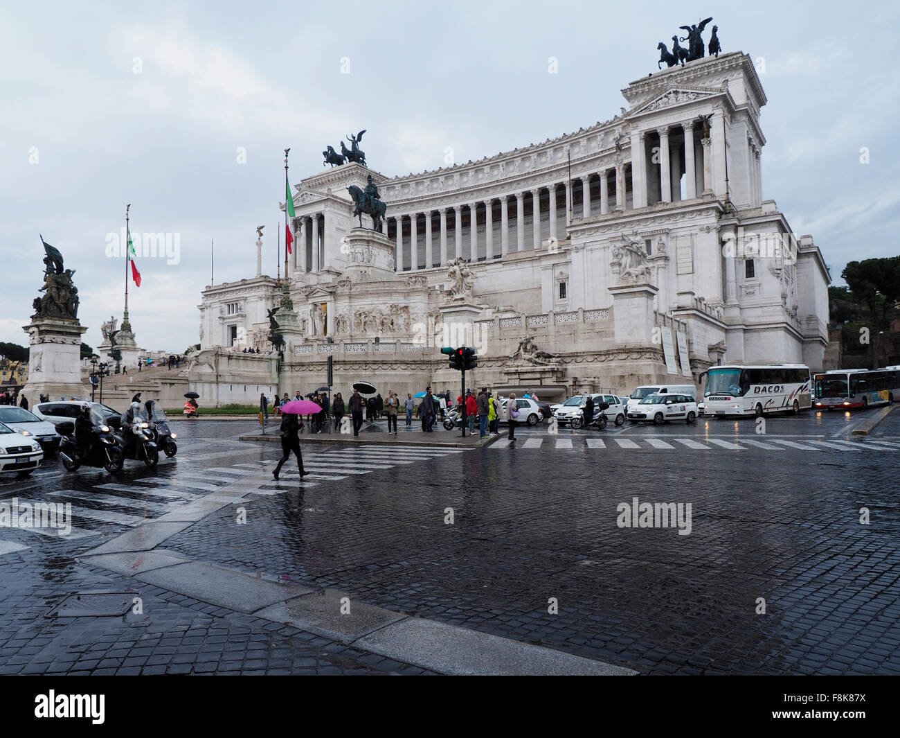 The monument of Victor Emanuel II, the altar of the nation, in the city center of Rome, Italy Stock Photo